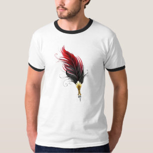 Roter Federhalter mit Goldspitze T-Shirt