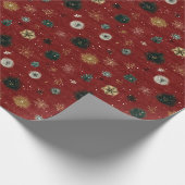 Roter Feiertagsmuster mit Schneeflocken Geschenkpapier (Ecke)