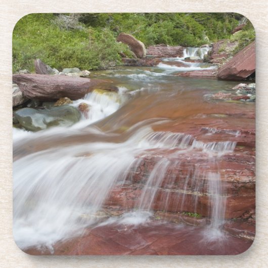 Roter Felsen in Baring Creek im Glacier National Getränkeuntersetzer (Vorderseite)