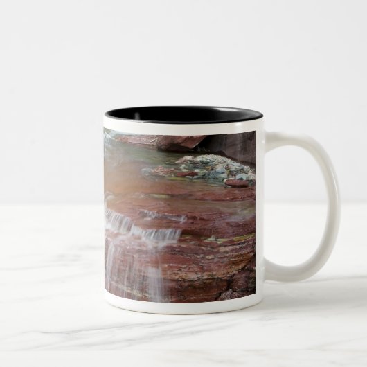 Roter Felsen in Baring Creek im Glacier National Zweifarbige Tasse (Rechts)