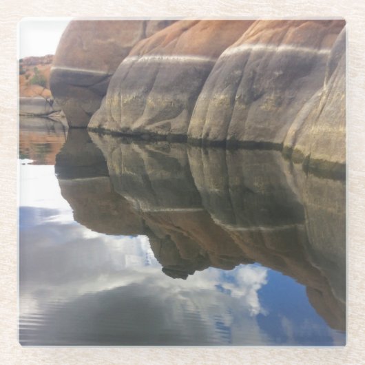 Roter Felsen Reflections Calm Lake Water Südwest Glasuntersetzer (Vorderseite)