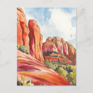 Roter Felsen, Sedona, Arizona, Aquarellmalerei Postkarte