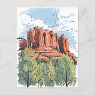 Roter Felsen, Sedona, Arizona, zeichnend Stift Postkarte