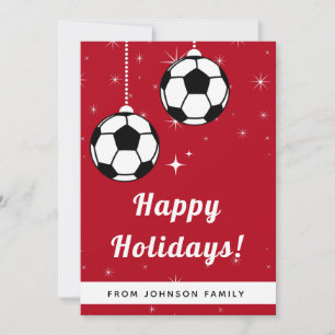 Roter festlicher Fußball-Ornament zum Aufhängen  Feiertagskarte