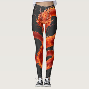 Roter Feuerdrache Art Mythisches Flammendrachend Leggings
