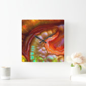 Roter Feueropal Quadratische Wanduhr (Zuhause)