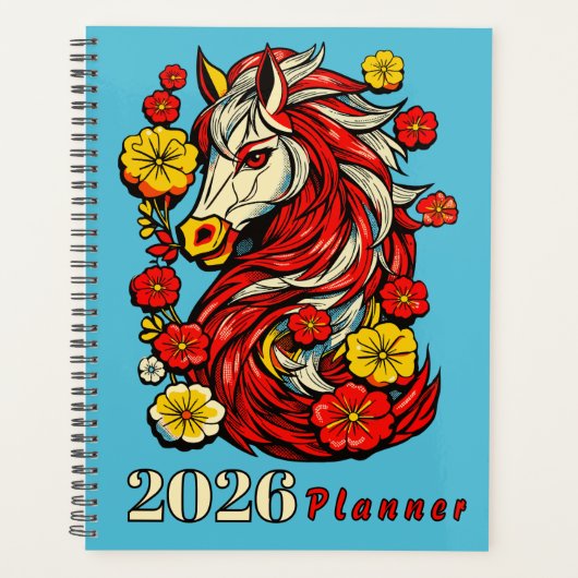 Roter Feuerpferd – Chinesischer Zodiak 2026 Planer (Vorderseite)