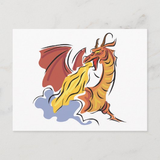 roter feuerspeiender Drache Postkarte (Vorderseite)