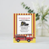 Roter Feuerwehrauto Feuerwehrkind's 5. Geburtstag Postkarte (Stehend Vorderseite)