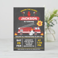 Roter Feuerwehrfeuer-Motor von Chalkboard Geburtst