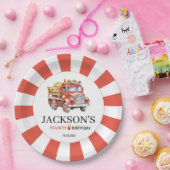 Roter Feuerwehrmann Junge Geburtspapier-Teller Pappteller (Party)