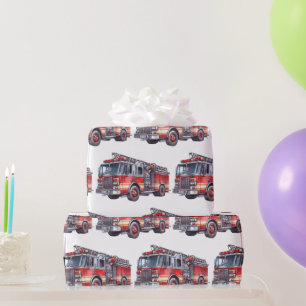 Roter Feuerwehrwagen Geschenkpapier