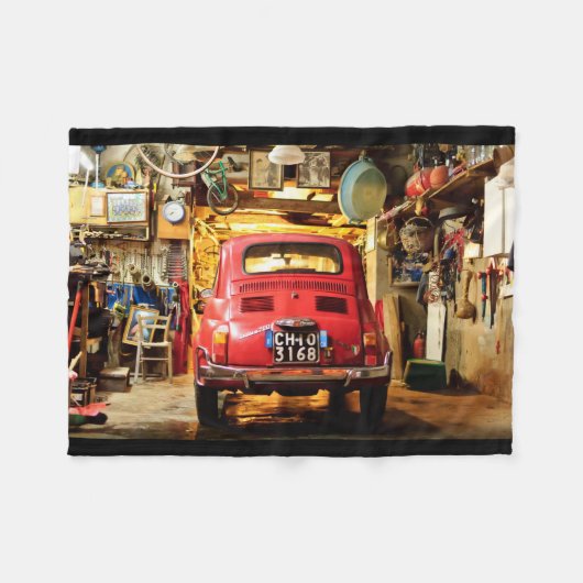 Roter Fiat 500, Italien, umfassendes Vintages Auto Fleecedecke (Vorderseite (Horizontal))
