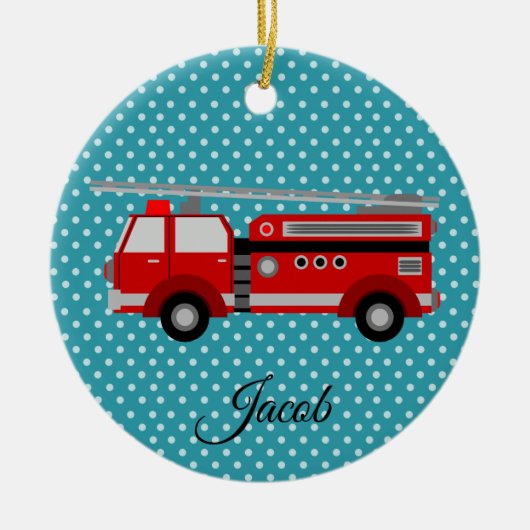 Roter Firetruck Keramik Ornament (Vorne)