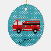 Roter Firetruck Keramik Ornament (Links)