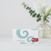 Roter Fisch Blaue Wellen Metallischer Finish Plati Visitenkarte (Stehend Vorderseite)