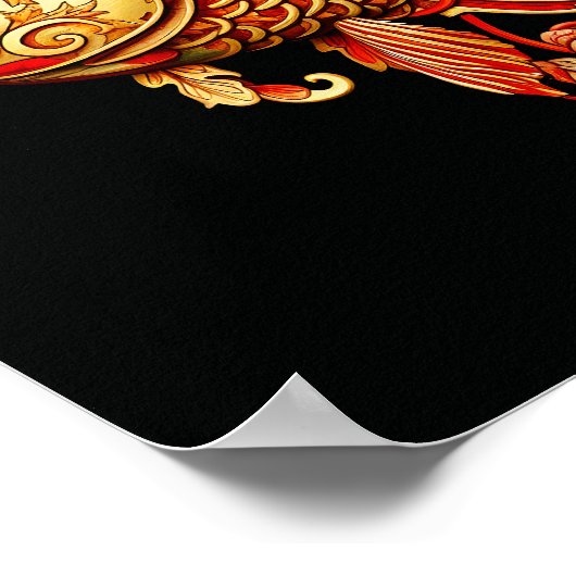 Roter Fisch Dunkle Malerei Poster (Ecke)