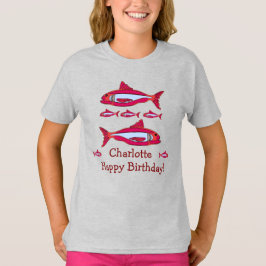 Roter Fisch für Kinder T - Shirt Happy Geburtstag
