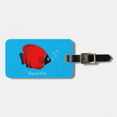Roter Fisch mit benutzerdefiniertem Text Gepäckanhänger (Vorderseite horizontal)