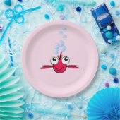 Roter Fisch mit Big Eyes Cartoon Illustration Pappteller (Party)