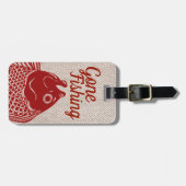 Roter Fischkopf und Taupe Herringbone Gepäckanhänger (Vorderseite horizontal)