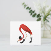 Roter Flamingo im Hut Postkarte (Stehend Vorderseite)
