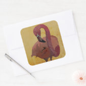 ROTER FLAMINGO  QUADRATISCHER AUFKLEBER (Umschlag)