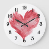 Roter Flammenherz Große Wanduhr (Vorderseite)
