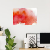 Roter Fleck, abstrakte Handmalerei mit Wasserfarbe Poster (Heimbüro)