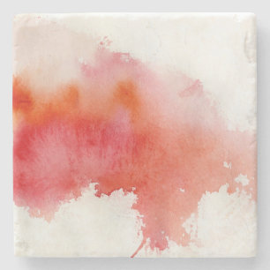 Roter Fleck, abstrakte Handmalerei mit Wasserfarbe Steinuntersetzer