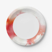 Roter Fleck, abstrakte Wasserfarbe Pappteller (Vorderseite)