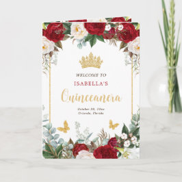 Roter Flora Quinceanera Princess Padrinos Event Programm