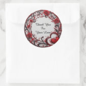 Roter florale runder Rahmen Aufkleber (Tasche)