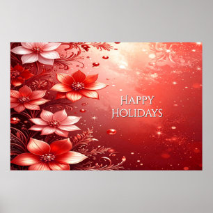 Roter Floraler Festlicher Poster