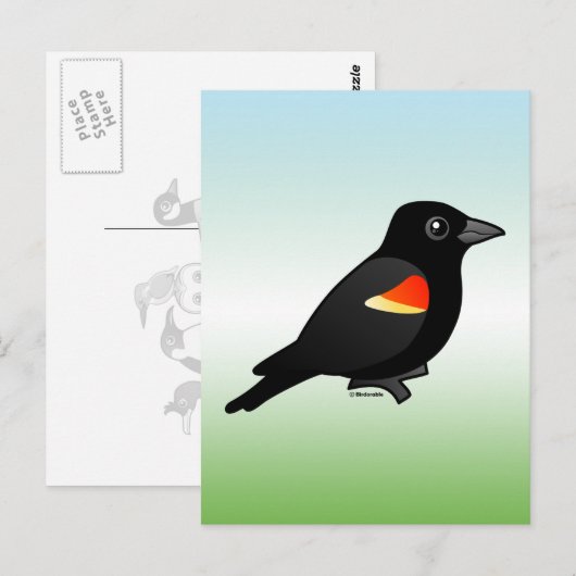 Roter Flügel Postkarte (Vorne/Hinten)