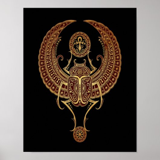 Roter Flügeldrachenkäfer mit Ankh Black Poster (Vorne)