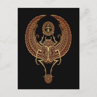 Roter Flügeldrachenkäfer mit Ankh Black Postkarte
