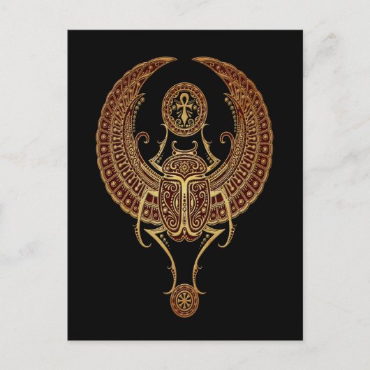 Roter Flügeldrachenkäfer mit Ankh Black Postkarte (Vorderseite)
