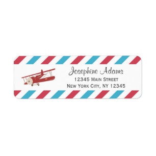 Roter Flugzeug-Rücksendeadressen-Aufkleber