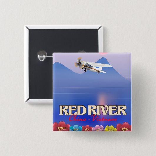 Roter Fluss Kambodscha Urlaubs Poster Button (Vorne & Hinten)