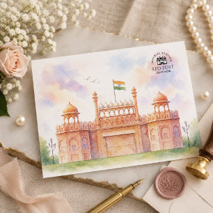 Roter Fort Delhi Indien Historische Stätten Reis Feiertagspostkarte