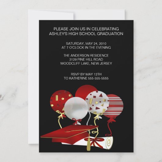 Roter Foto Abschluss Einladung (Vorderseite)