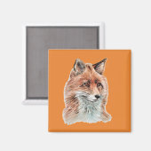 Roter Fox Aquarellmalerei Kunst Magnet (Vorderseite/Rückseite)