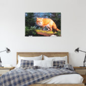 Roter Fox auf einem log Leinwanddruck (Insitu (Schlafzimmer))