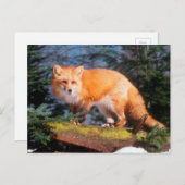 Roter Fox auf einem log Postkarte (Vorne/Hinten)