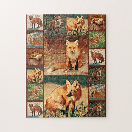 Roter Fox-Collage Puzzle (Vertikal)