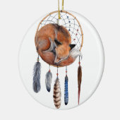 Roter Fox, der auf Dreamcatcher schläft Keramik Ornament (Links)