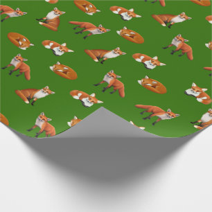 Roter Fox-Familien-Packpapier-Olive Geschenkpapier