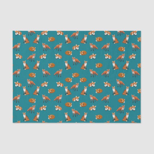 Roter Fox-Familien-Seidenpapier aquamarin Seidenpapier (Vorderseite)