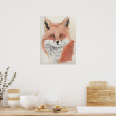 Roter Fox Farbstift Zeichnend Druck Poster (Küche)